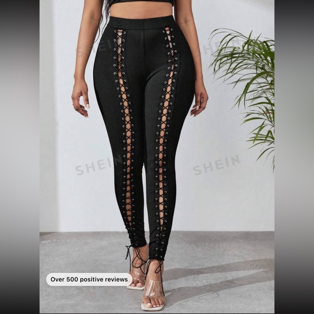 lace up front skinny pants
